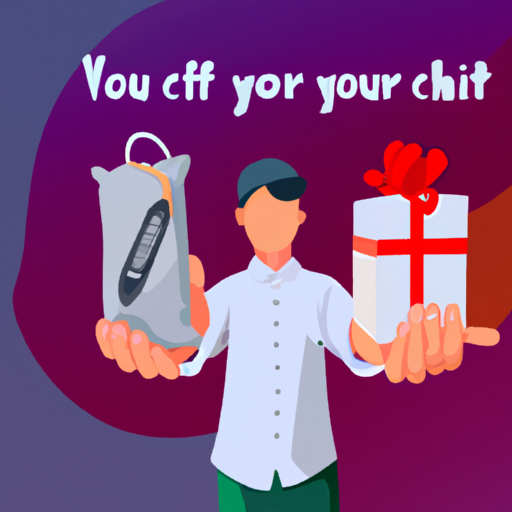 איור של אדם מחזיק מוצר קידום מכירות עם הכיתוב 'בחר את המתנה המתאימה ללקוחות שלך!'