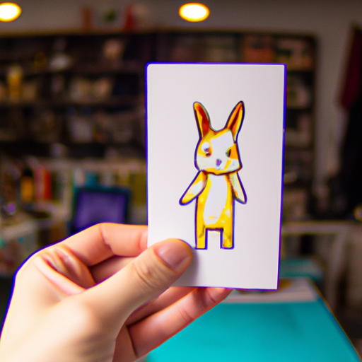תמונה של אדם מחזיק כרטיס ועליו ארנב