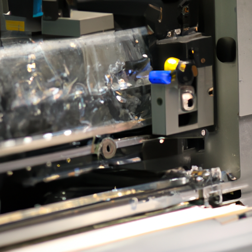 1. תמונה המציגה את המנגנון המפורט של מדפסת זכוכית בעבודה.