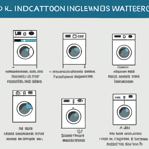 1. אינפוגרפיקה המציגה סוגים וגדלים שונים של מכונות כביסה תעשייתיות.